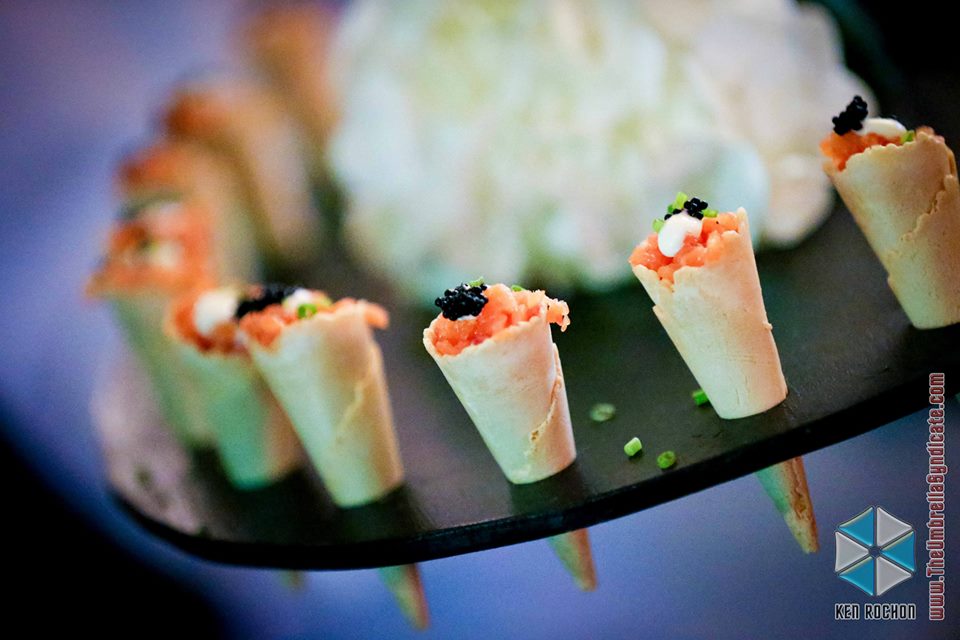 smoked salamon and caviar cones fine dining catering