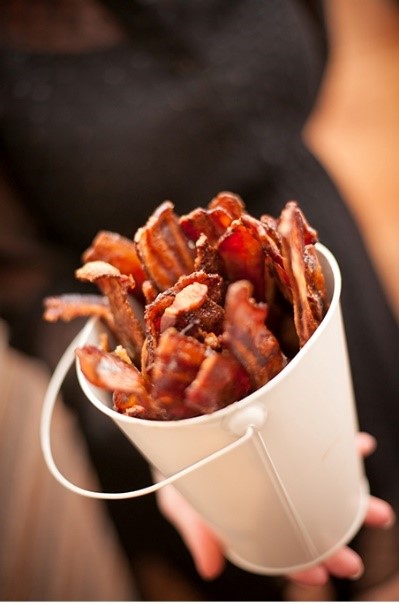 Catering food for a party, bacon.